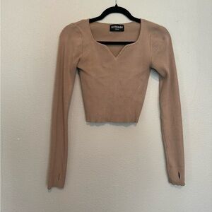 Kittenish, long sleeve ribbed top